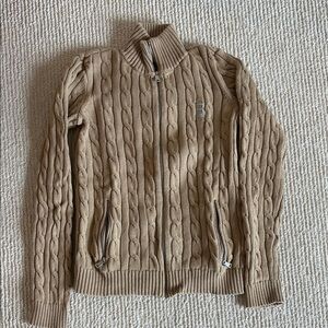 Polo Ralph Lauren cable knit zip cardigan- tan